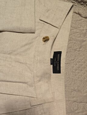 Banana Republic Beige Linen-Blend Trousers